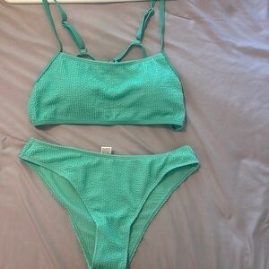 SHEIN Mint Green Textured Bikini Set